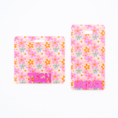 Retro Vibes Floral Backer with Magenta Metallic Cool Vibes Font  // 2-4 Week Turnaround Time