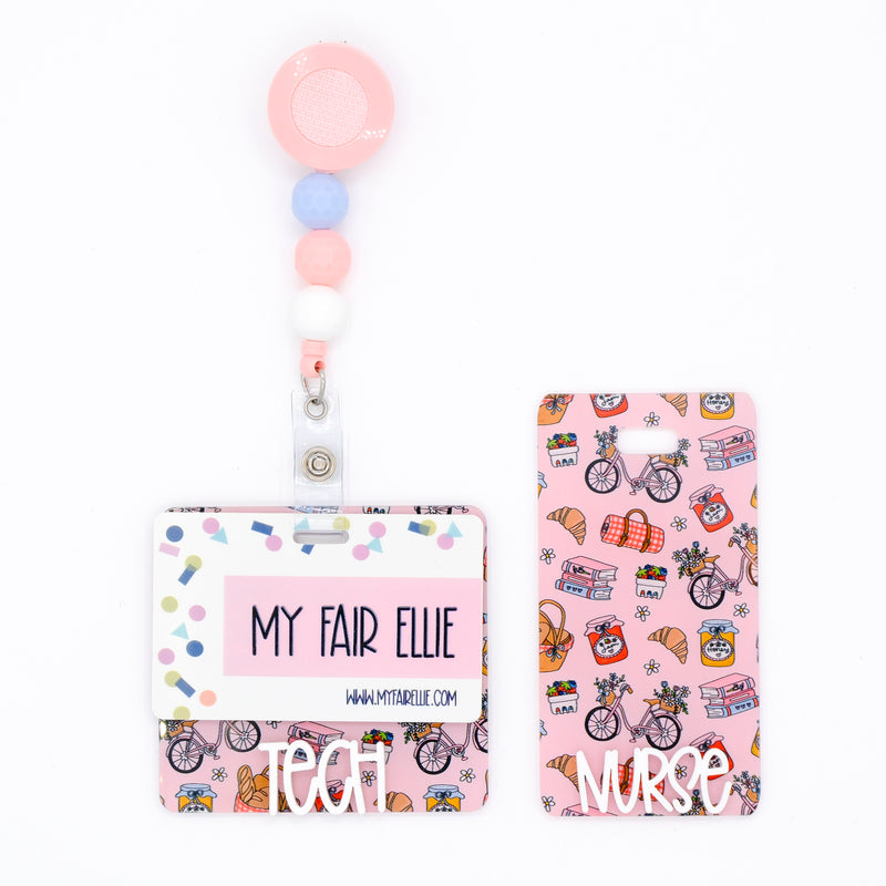 Spring Picnic Backer with White Karoline Font  // 2-4 Week Turnaround Time