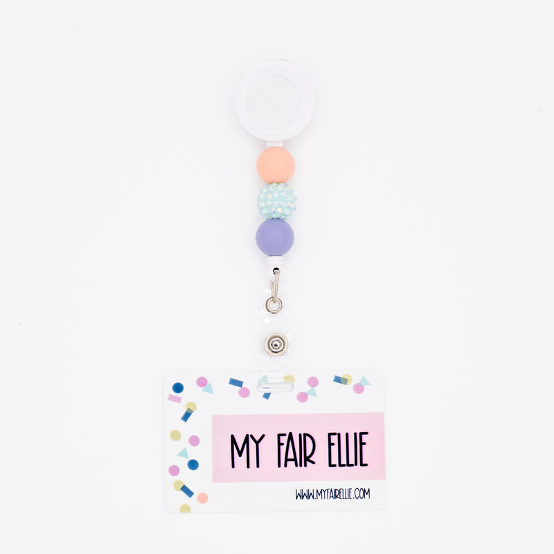 Peach Round/Glitzy Mint/Round Lavender Bead Reel ONLY! // White Badge Reel Base