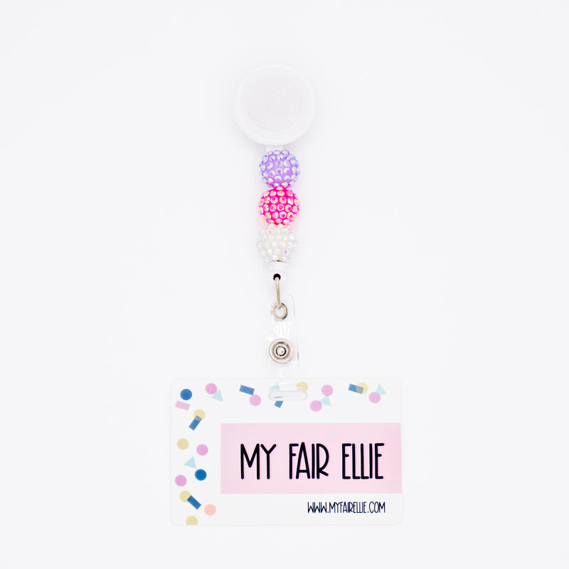 Glitzy Purple/Glitzy Pink/Glitzy White Bead Reel ONLY! // White Badge Reel Base