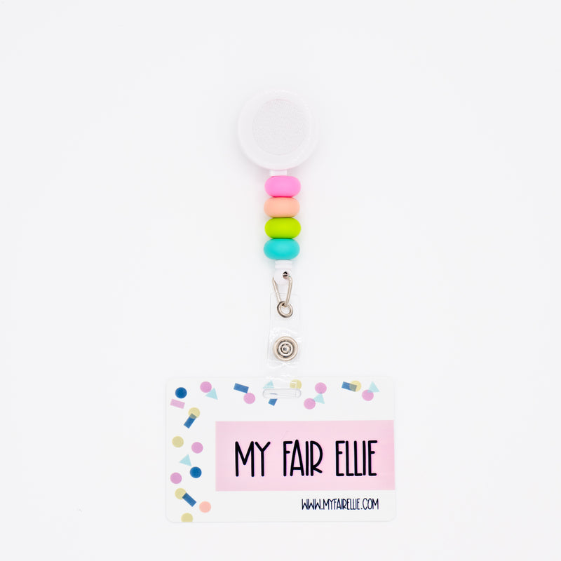 Skinny Pink/Skinny Orange/Skinny Green/Skinny Blue Silicone Bead Reel ONLY! // White Badge Reel Base