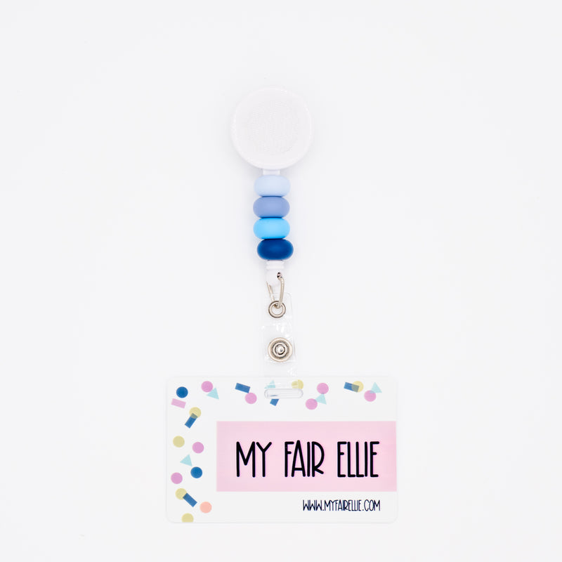 Skinny Blue Ombre Silicone Bead Reel ONLY! // White Badge Reel Base