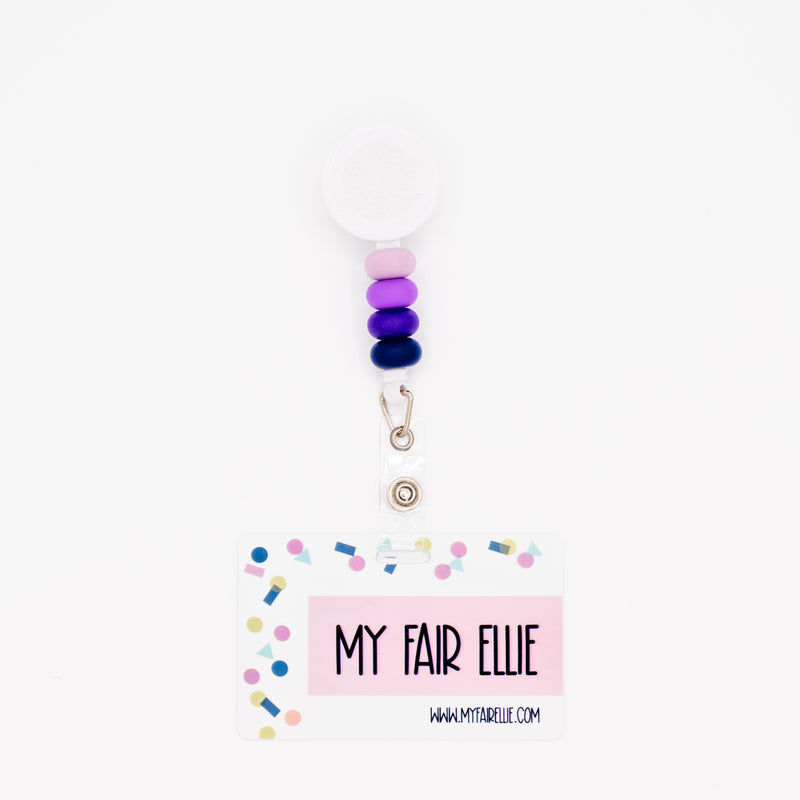 Skinny Purple Ombre Silicone Bead Reel ONLY! // White Badge Reel Base