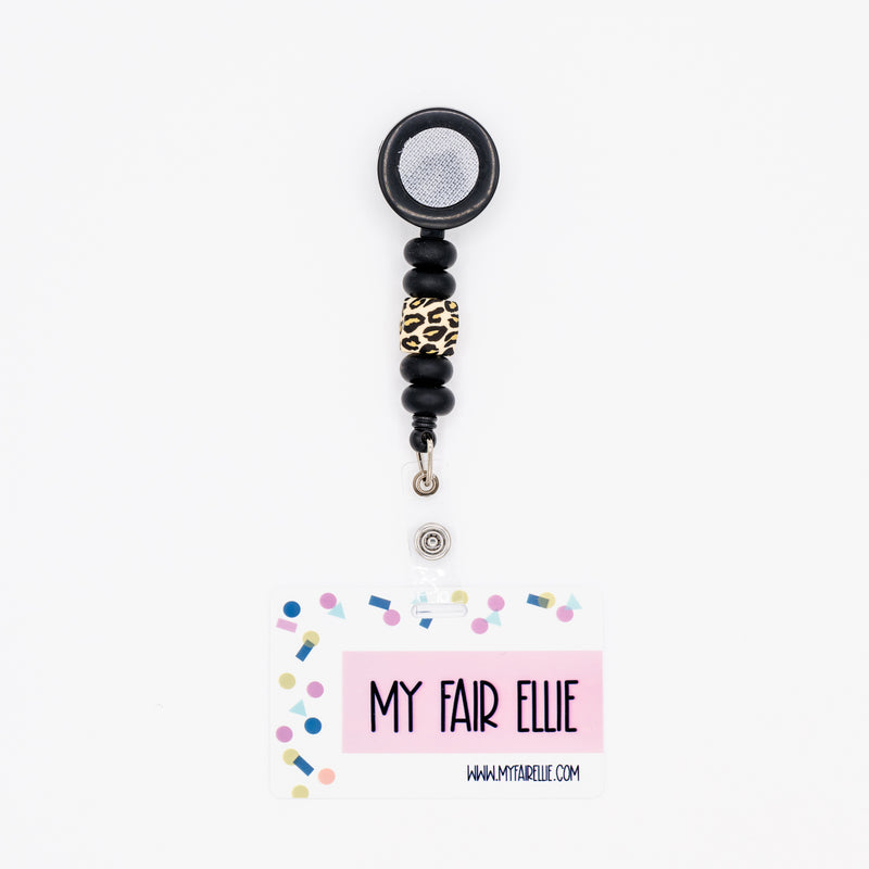 Black/Black/Geo Leopard/Black/Black Silicone Bead Reel ONLY! // Black Badge Reel Base