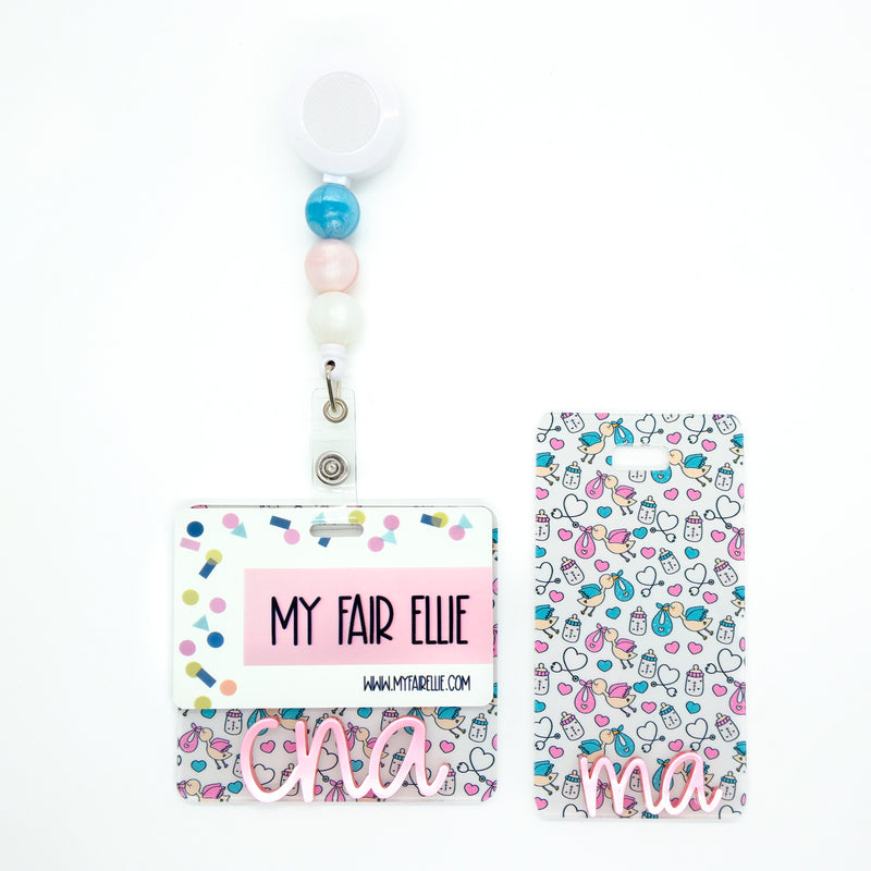 Hearts & Stork Baby Backer with Light Pink Metallic Cake Pop Font  // 2-4 Week Turnaround Time
