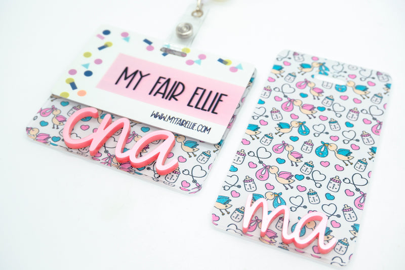 Hearts & Stork Baby Backer with Light Pink Metallic Cake Pop Font  // 2-4 Week Turnaround Time