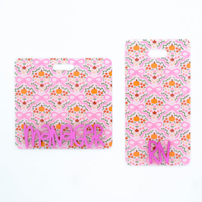 Pink Fall Coquette Bows Backer w/ Magenta Metallic Karoline Text // 2-4 Week Turnaround Time