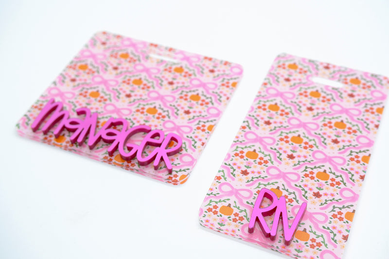 Pink Fall Coquette Bows Backer w/ Magenta Metallic Karoline Text // 2-4 Week Turnaround Time