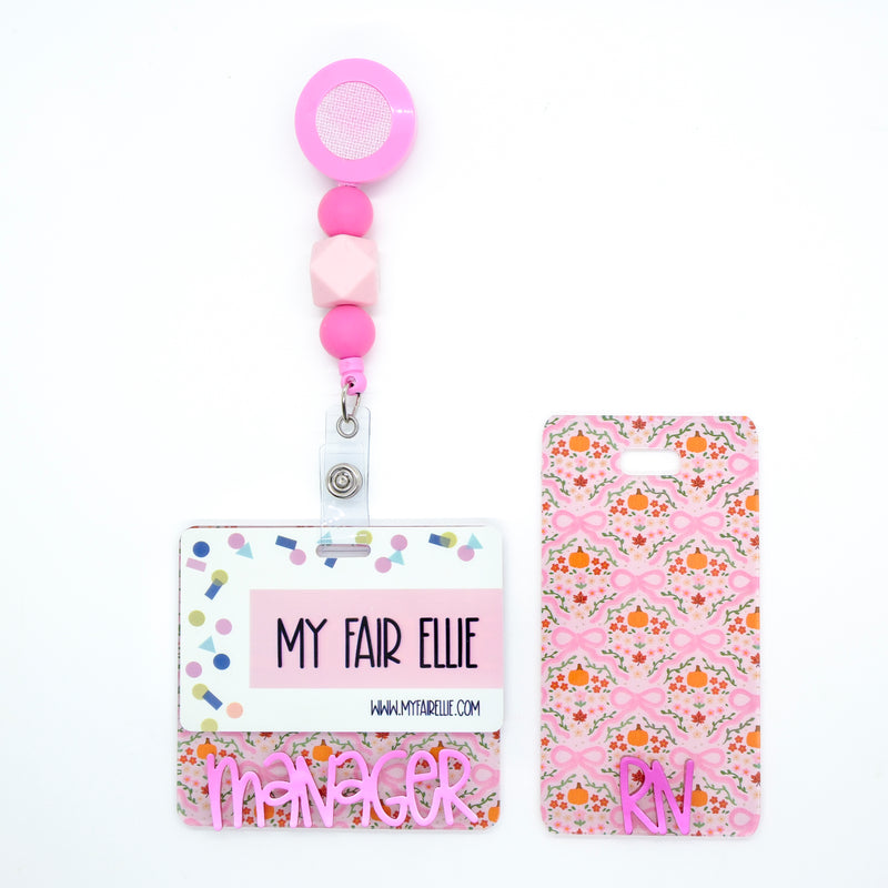 Pink Fall Coquette Bows Backer w/ Magenta Metallic Karoline Text // 2-4 Week Turnaround Time