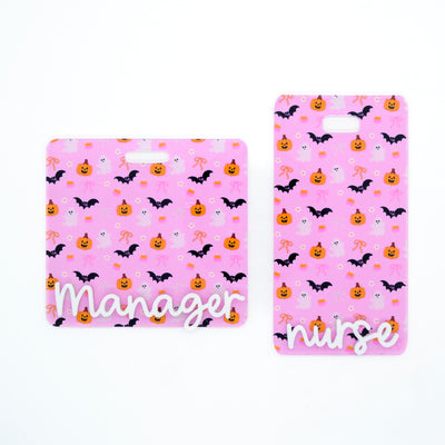 Coquette Pink Halloween Backer with White Cake Pop Font  // 2-4 Week Turnaround Time