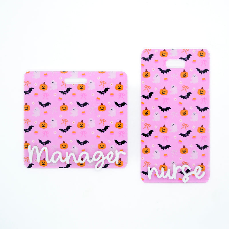 Coquette Pink Halloween Backer with White Cake Pop Font  // 2-4 Week Turnaround Time