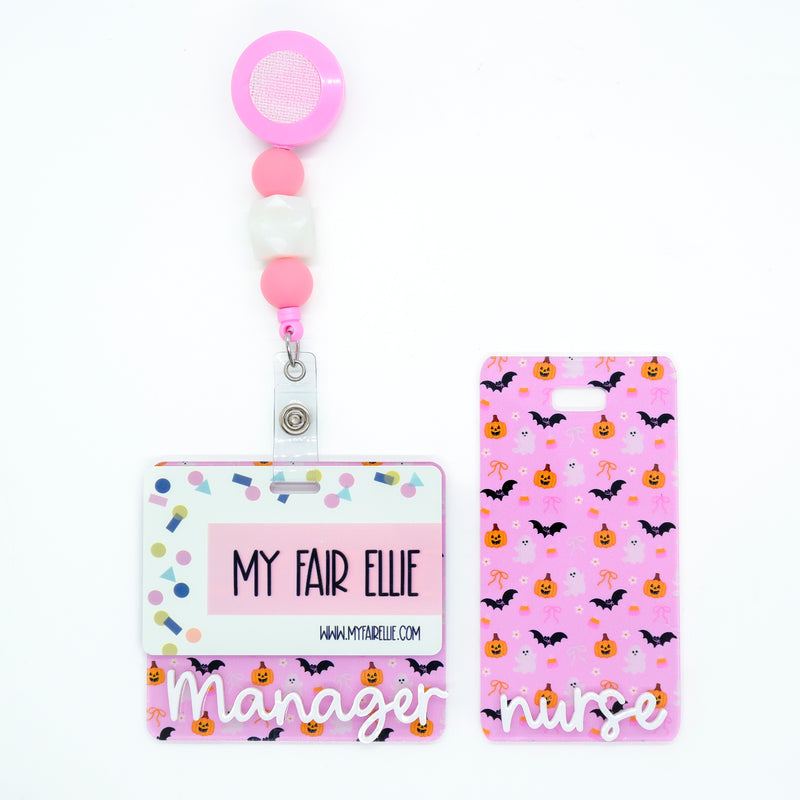 Coquette Pink Halloween Backer with White Cake Pop Font  // 2-4 Week Turnaround Time