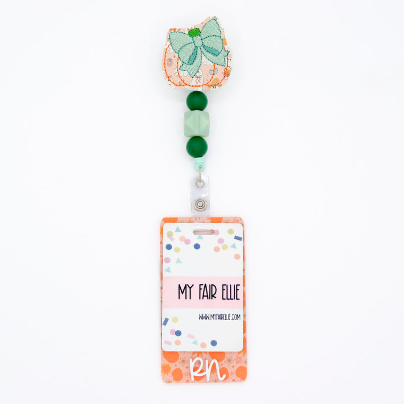 Coquette Ghost Print Pumpkin with Mint Bow // Halloween // Spooky Season