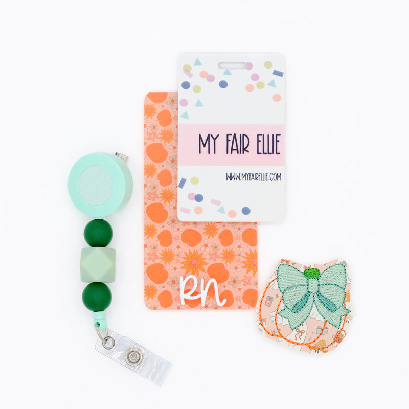 Coquette Ghost Print Pumpkin with Mint Bow // Halloween // Spooky Season