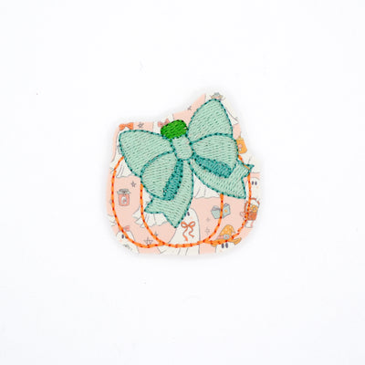 Coquette Ghost Print Pumpkin with Mint Bow // Halloween // Spooky Season