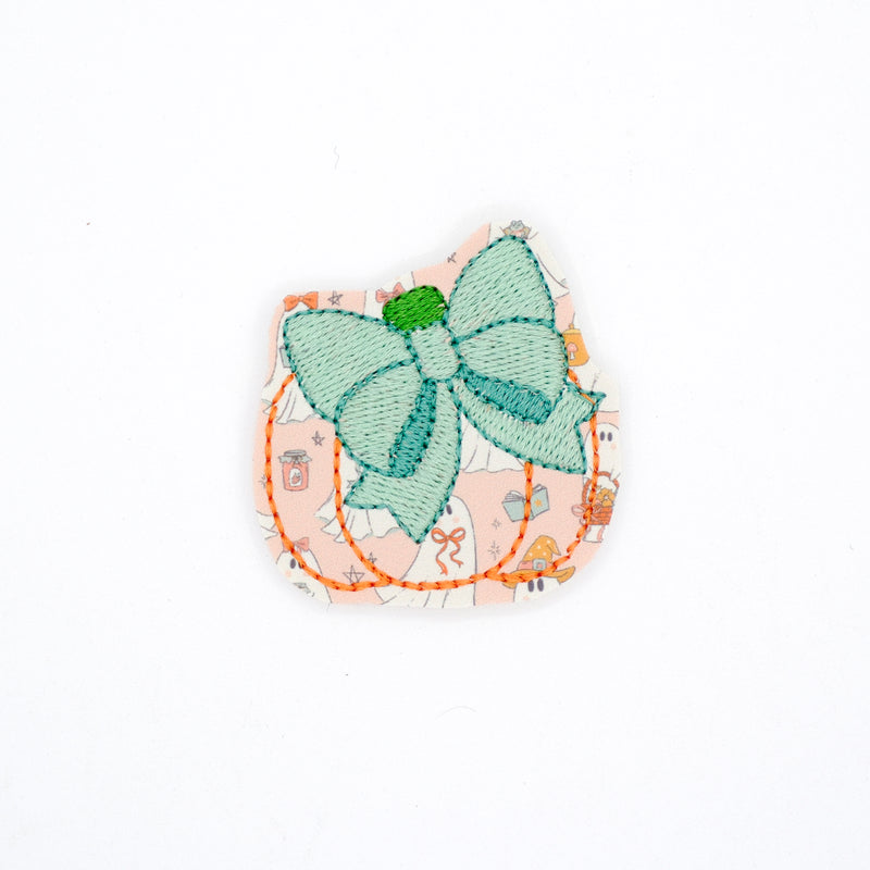 Coquette Ghost Print Pumpkin with Mint Bow // Halloween // Spooky Season