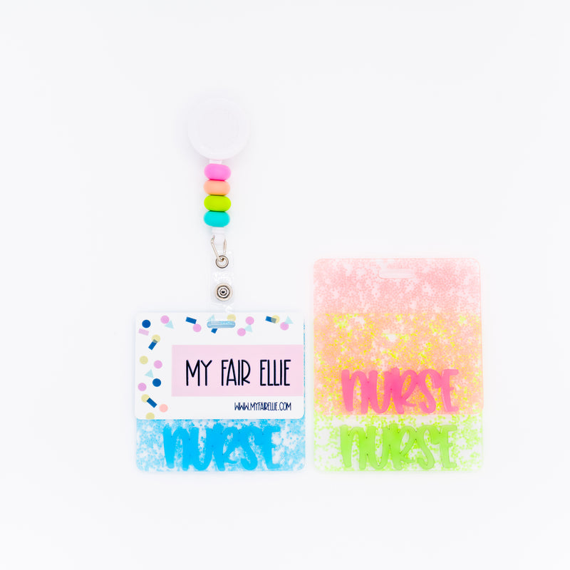 Glow in the Dark Glitter Series w/ Peachy Text // Badge Backer // 2-4 Week Turnaround Time