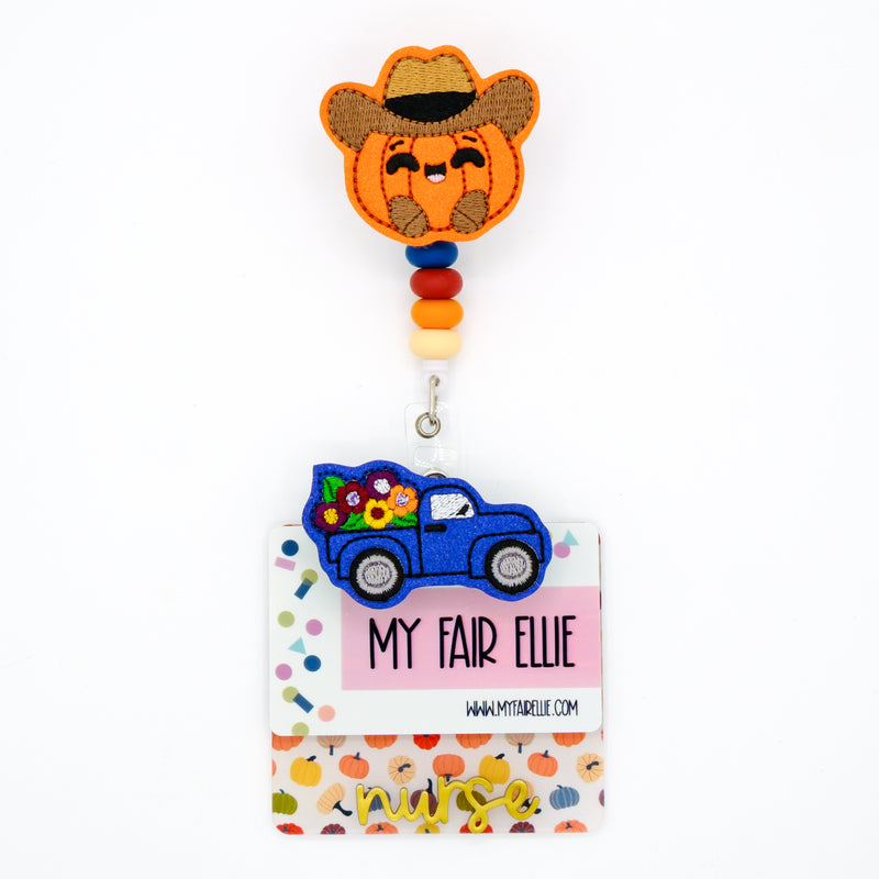 Cowboy Pumpkin // Truck with Flowers // Fall