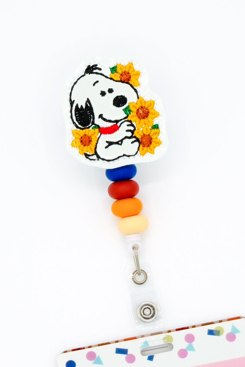 White Dog with Sunflowers // Fall