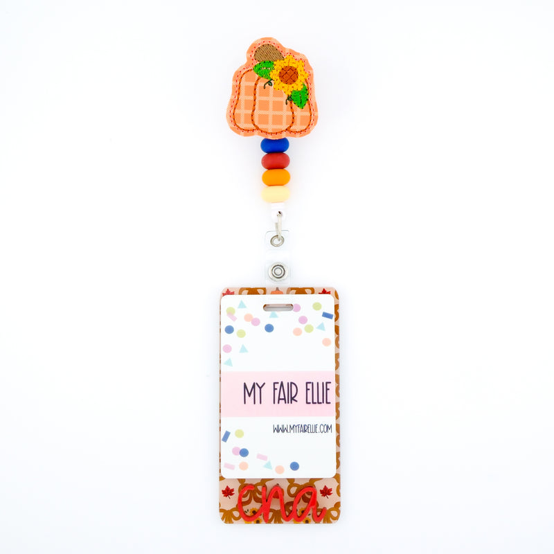 Orange Plaid Print Sunflower Pumpkin // Fall