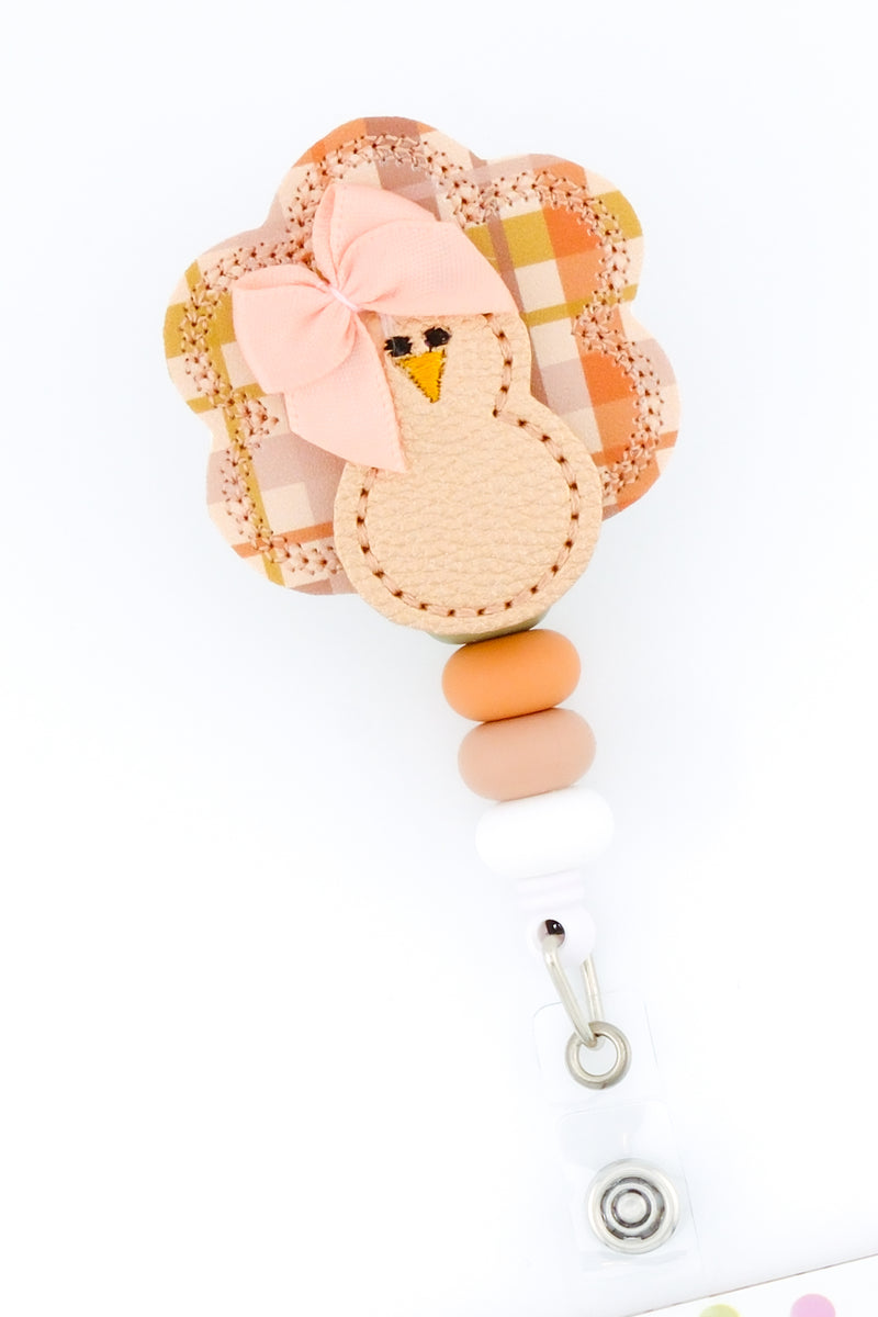 Stacked Plaid Turkey with Blush Bow // Fall