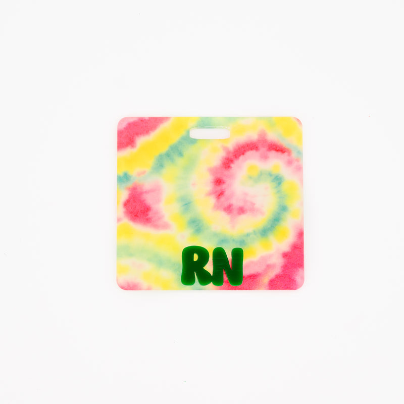 Neon Tie Dye w/ Green Cool Vibes Text // Badge Backer // 2-4 Week Turnaround Time