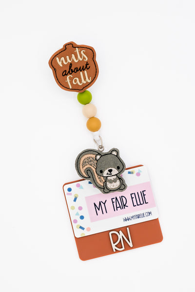 Nuts about Fall // Gray Squirrel // Badge Buddy