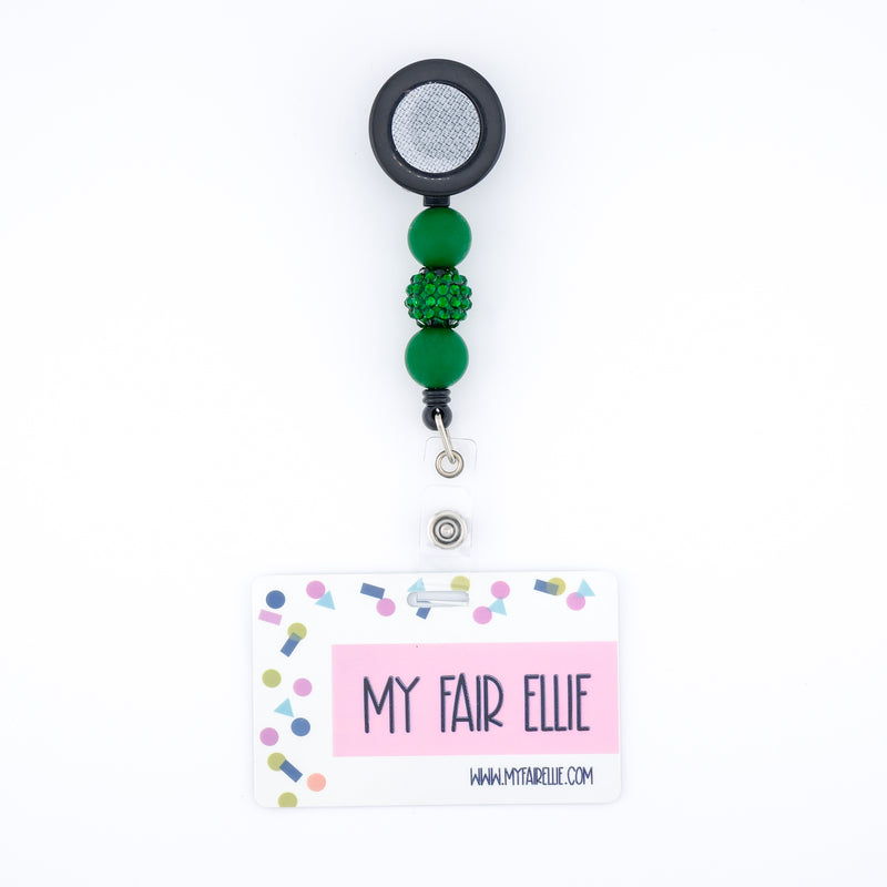 Green Glitz Bead Reel ONLY! // Green Badge Reel Base