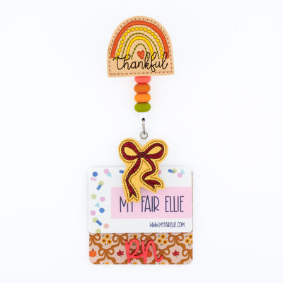 Thankful Rainbow + Bow Badge Reel Set // As Seen on Social Media