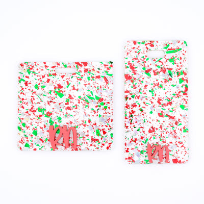Clear Christmas Flake Backer with Red Metallic Peachy Font  // 2-4 Week Turnaround Time