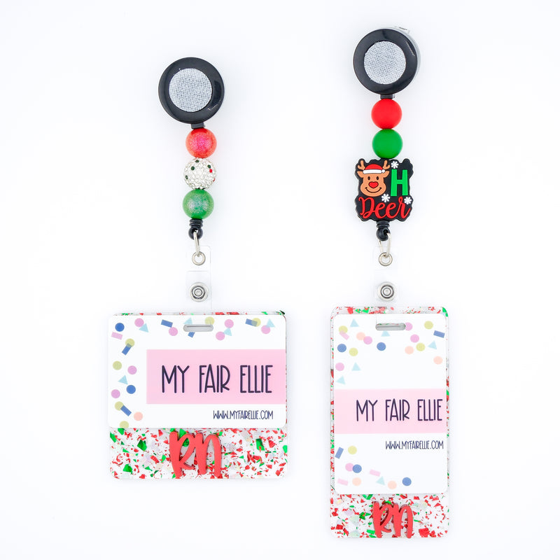 Clear Christmas Flake Backer with Red Metallic Peachy Font  // 2-4 Week Turnaround Time