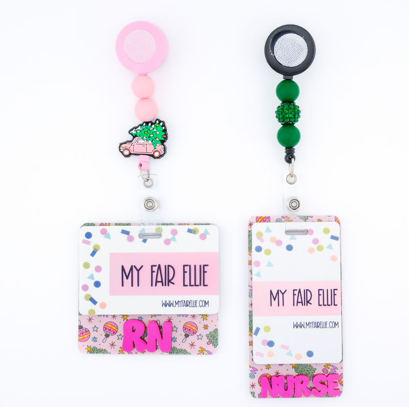 HoHo Trees & Ornaments Backer with Magenta Metallic Cool Vibes Font  // 2-4 Week Turnaround Time