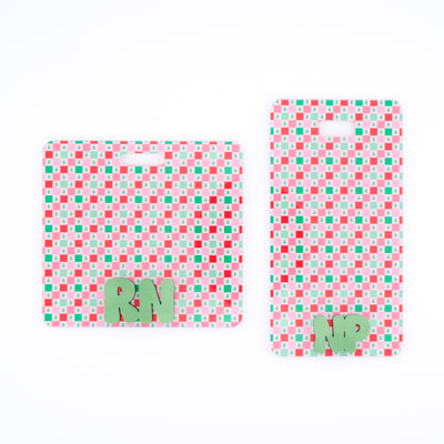 Retro Christmas Tree Checkered Backer with Olive Metallic Cool Vibes Font  // 2-4 Week Turnaround Time