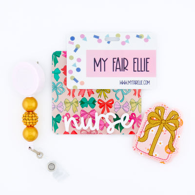 Flower Printed Present with Gold Bow // Christmas