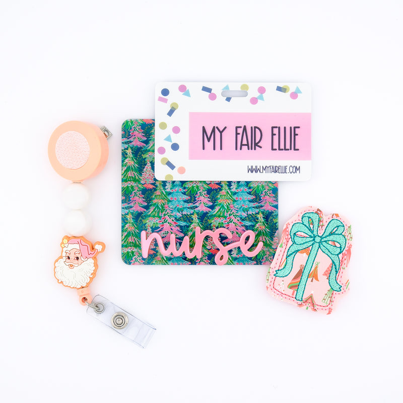 Tree Printed Present with Teal Bow // Christmas