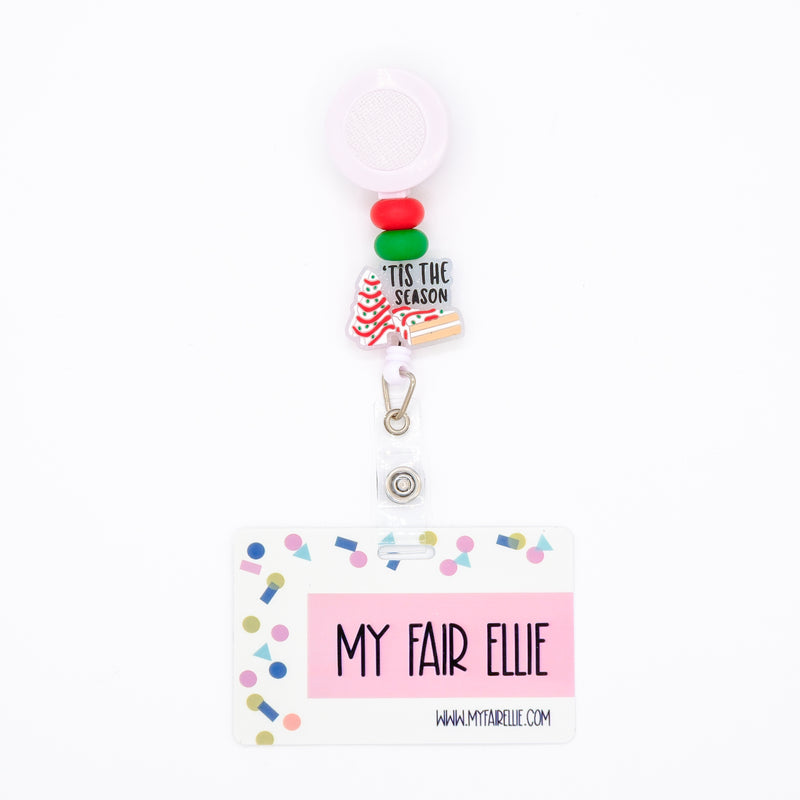 Skinny Red/Skinny Green/Tis the Season Bead Reel ONLY! // White Badge Reel Base // Christmas