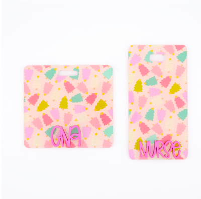 Pink Trees Backer with Magenta Metallic Karoline Font  // 2-4 Week Turnaround Time