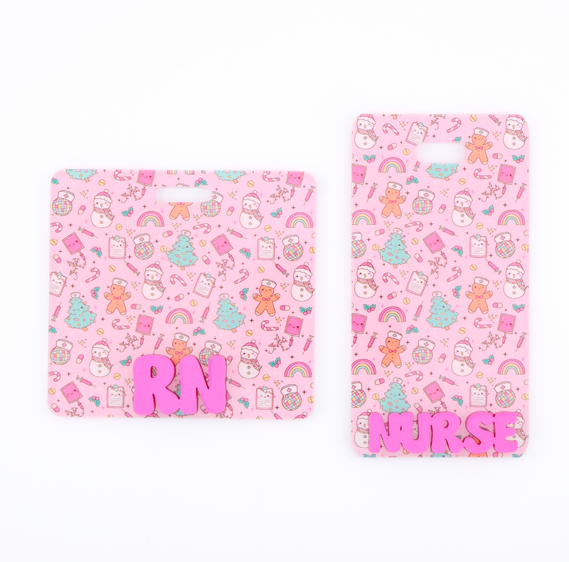 Pink Christmas Nurse Backer with Magenta Metallic Cool Vibes Font  // 2-4 Week Turnaround Time