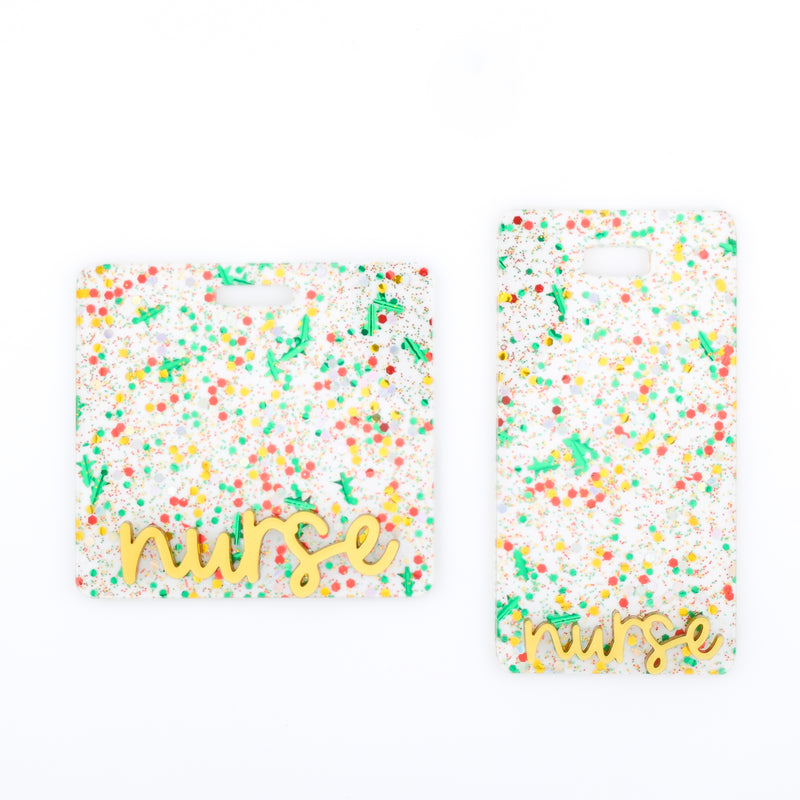 Christmas Tree Glitter Backer with Gold Metallic Cake Pop Font  // 2-4 Week Turnaround Time