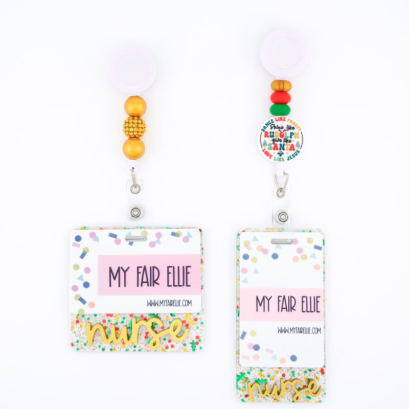 Christmas Tree Glitter Backer with Gold Metallic Cake Pop Font  // 2-4 Week Turnaround Time