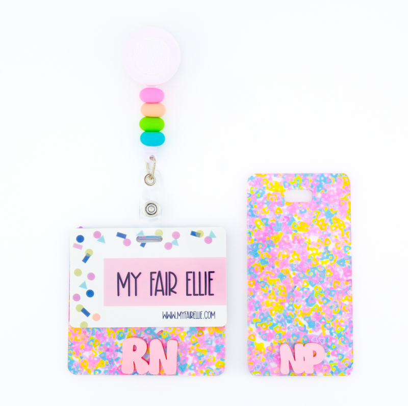 Bright Holo Hearts Backer w/ Light Pink Metallic Cool Vibes Text // 2-4 Week Turnaround Time