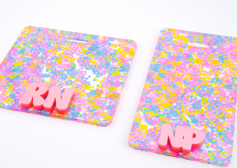 Bright Holo Hearts Backer w/ Light Pink Metallic Cool Vibes Text // 2-4 Week Turnaround Time