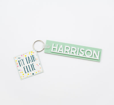Customizable Acrylic Name Keychain // Sage with White on the Line Text