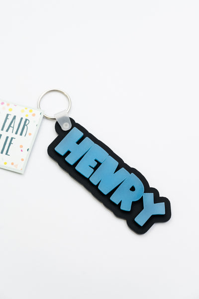 Customizable Acrylic Name Keychain // Black with Glow in the Dark Block Letters