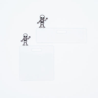 Acrylic Badge Topper // Skeleton // Horizontal and Vertical