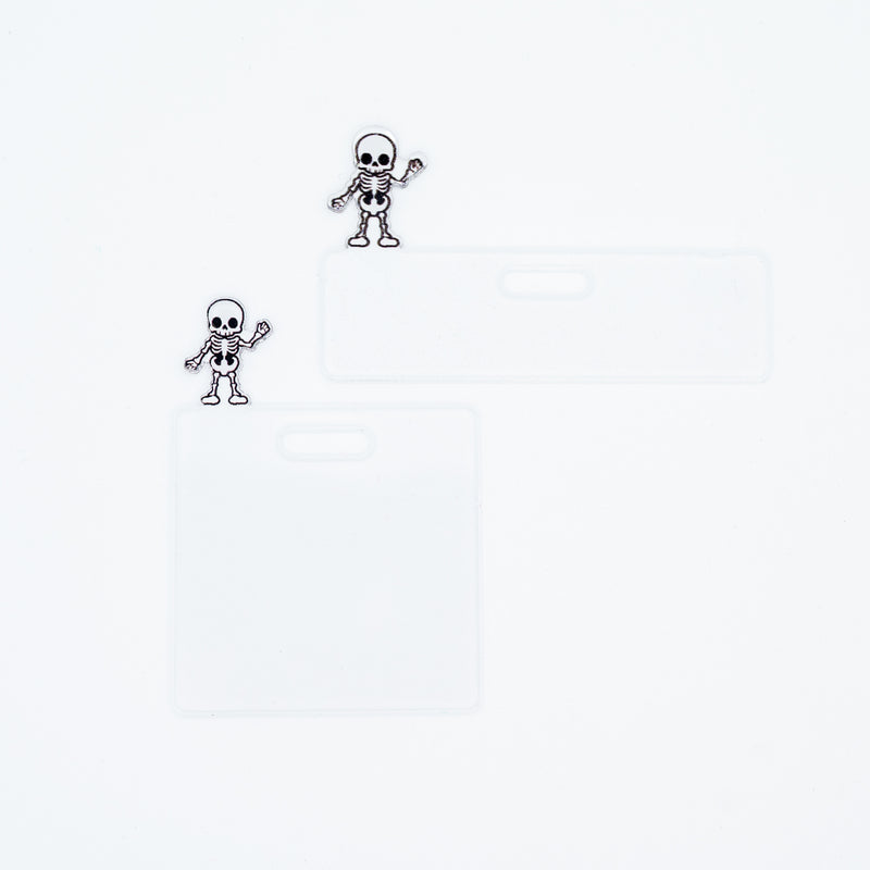 Acrylic Badge Topper // Skeleton // Horizontal and Vertical