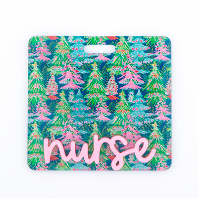 Christmas Trees Backer with Light Pink Metallic Cake Pop Font  // 2-4 Week Turnaround Time