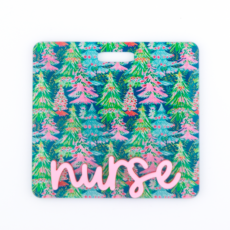 Christmas Trees Backer with Light Pink Metallic Cake Pop Font  // 2-4 Week Turnaround Time
