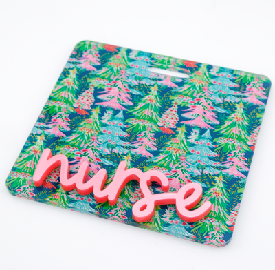 Christmas Trees Backer with Light Pink Metallic Cake Pop Font  // 2-4 Week Turnaround Time