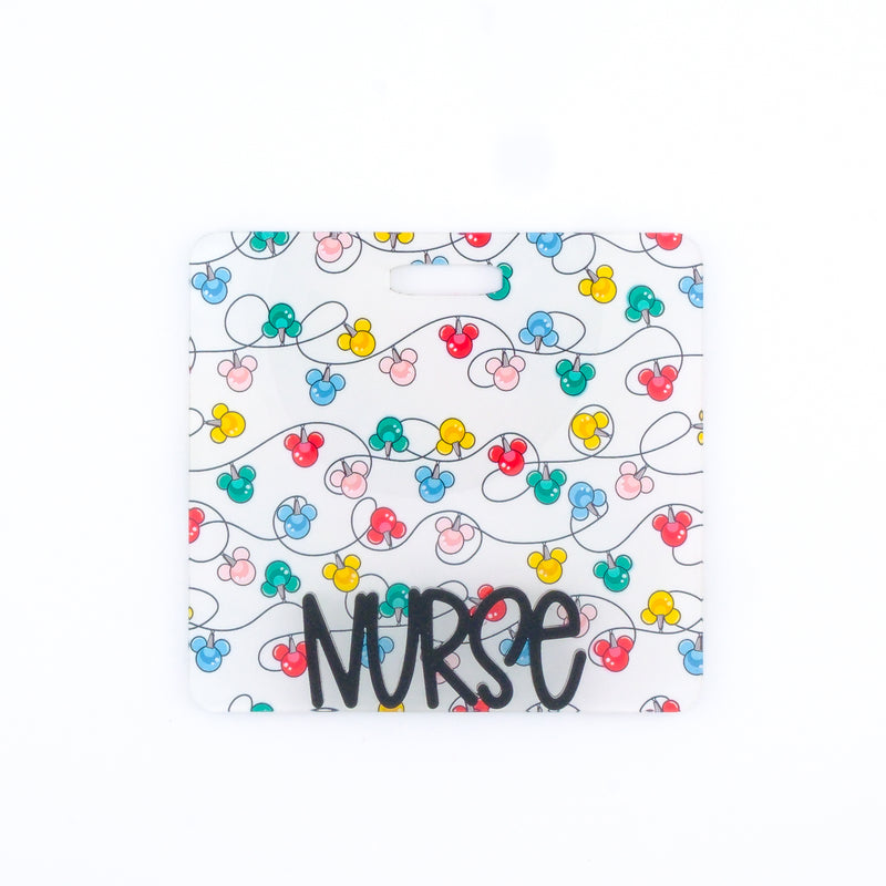 Mouse Ear Lights Backer with Black Karoline Font  // 2-4 Week Turnaround Time